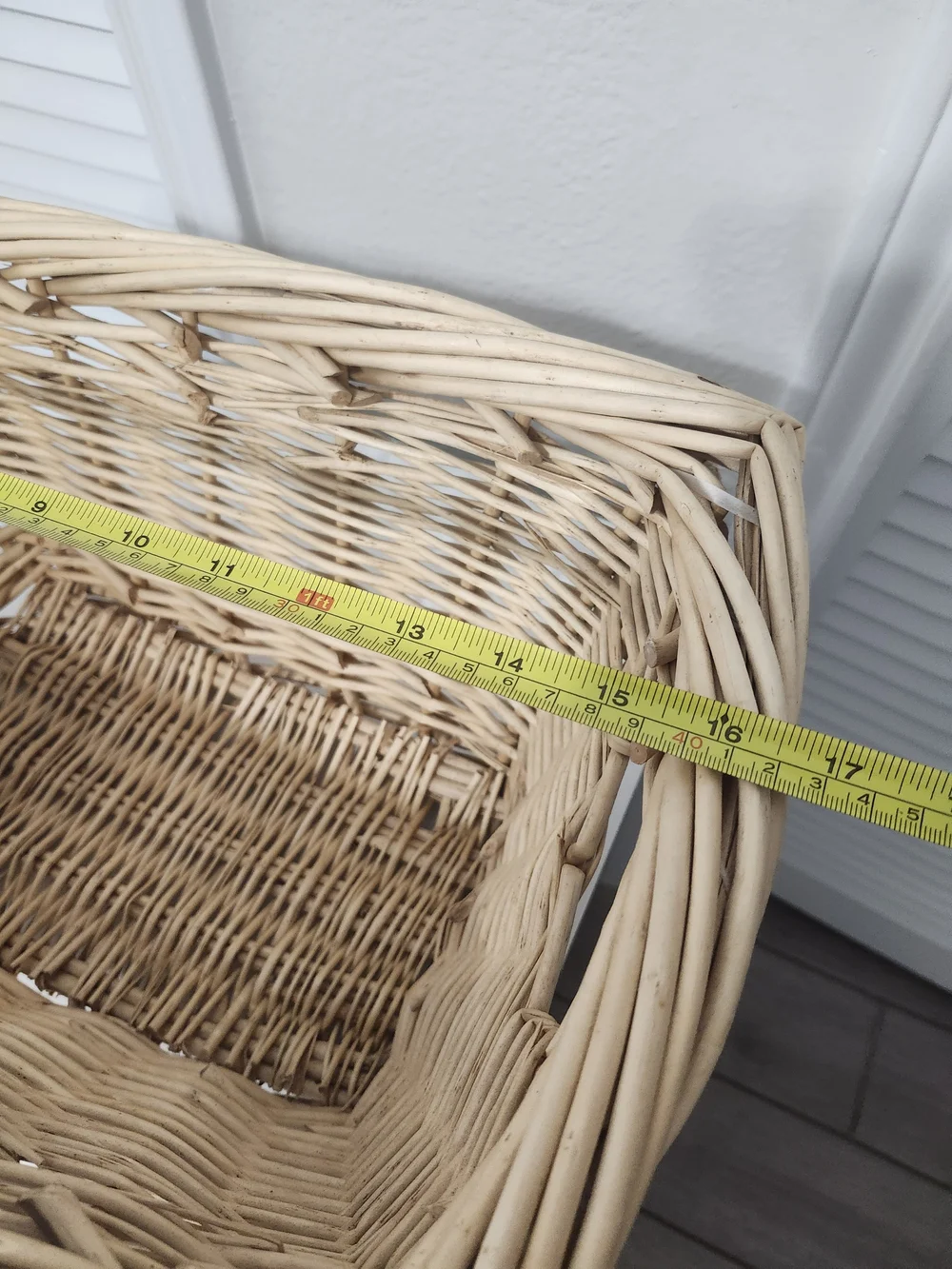 Woven Rattan Storage Basket in Natural Tan with Handles